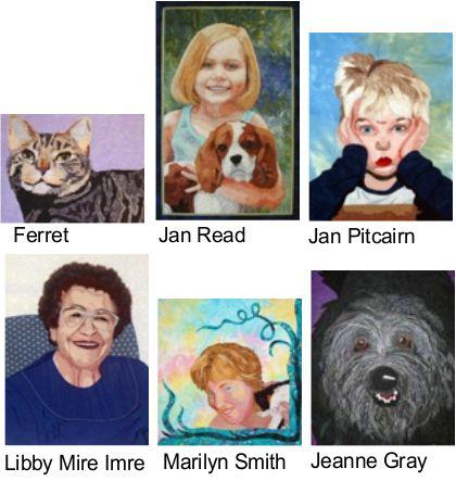 Marilyn Belford's quilting students' work Realistic Fabric Portraits